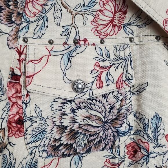 Vintage Stonebridge Blazer Womens Large Cottagecore 90s Floral Linen Preppy Boho - Picture 5 of 12